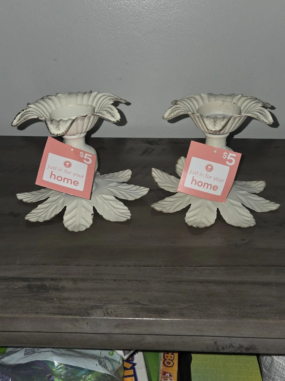 Cream Floral Metal Candle Holders - Set of 6